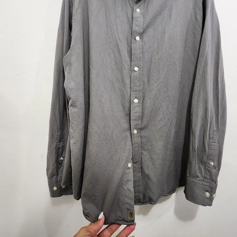 Banana Republic Untucked Slim Fit Shirt XL Long Sleeve Gray Cotton Button-up